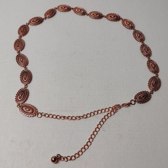 Copper Tone Metal Medallion Chain Link Belt Bohemian - Picture 2 of 5